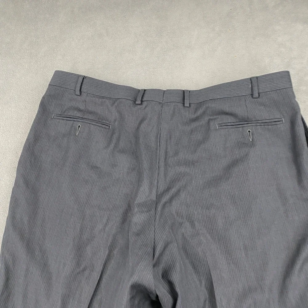 Calvin Klein Mens Charcoal Grey Blue Pinstripe Dress Pants 41x29 Flat Front